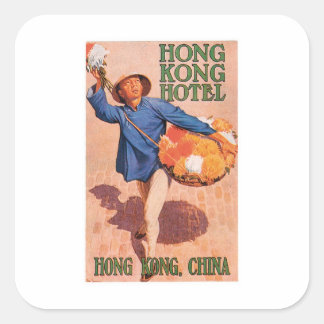 Adesivo Quadrado Viagens vintage Hong Kong China Rótulo do Hotel Ar