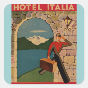 Adesivo Quadrado Viagens vintage - hotel Italia