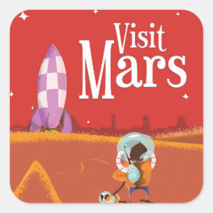 Adesivo Quadrado viagens vintage Mars Voyage