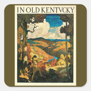 Adesivo Quadrado Viagens vintage, no Antigo Kentucky, NC Wyeth