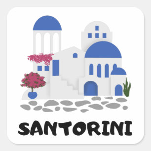 Adesivo Quadrado Viagens vintage Santorini