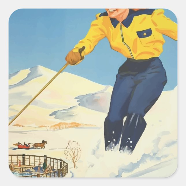 Adesivo Quadrado Viagens vintage Sun Valley Idaho (Frente)