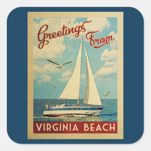 Adesivo Quadrado Viagens vintage Virgínia do veleiro de Virginia
