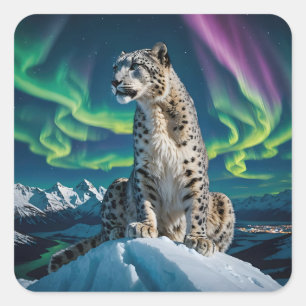 Adesivo Quadrado “Viajante do Céu do Norte” – Retrato de Leopardo d