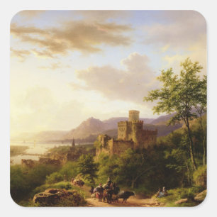 Adesivo Quadrado Viajantes em um trajeto em um Lan extensivo de