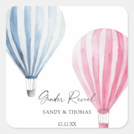 Adesivo Quadrado Vias de Gênero dos Balões de Ar de Aquarela