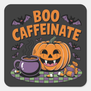 Adesivo Quadrado Vibes do Café Halloween
