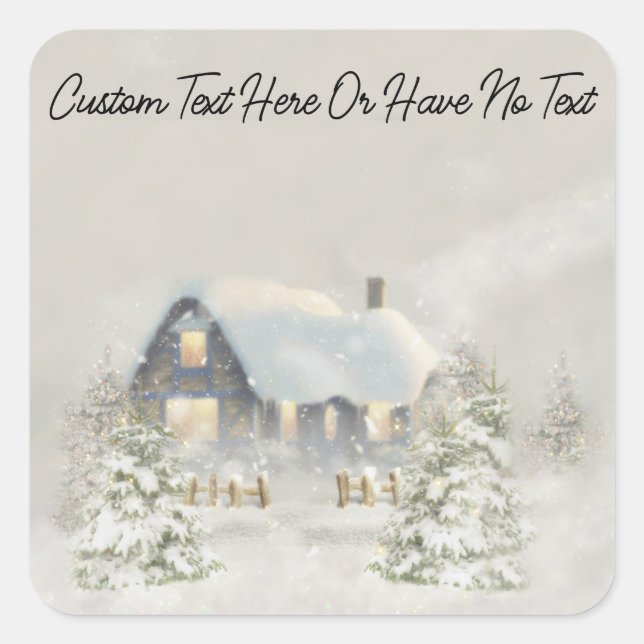 Adesivo Quadrado Víblias da Floresta Russa do Natal Cozy (Frente)