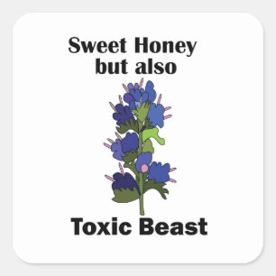 Adesivo Quadrado Víbora Bugloss Mel Doce Fera Tóxica Engraçada