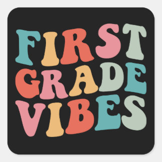Adesivo Quadrado Vibrações da Primeira Série Retro Groovy Professor