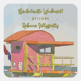 Adesivo Quadrado Vibrações de salva-vidas cor-de-rosa no fim de sem