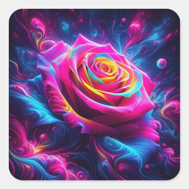 Adesivo Quadrado Vibrant Neon Rosa (Frente)