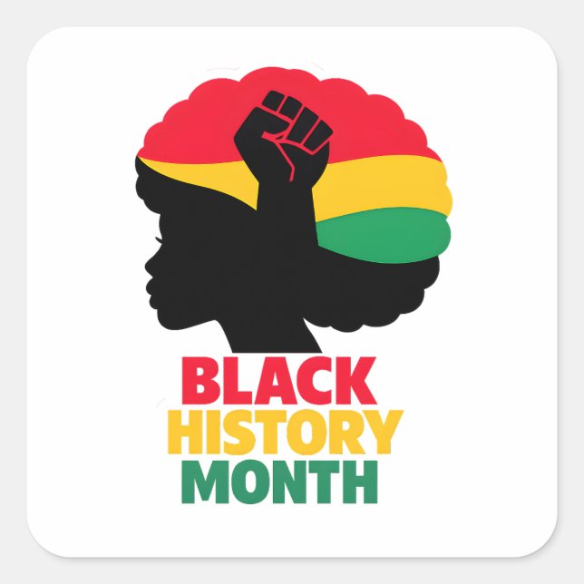 Adesivo Quadrado Vibrant Pan African Colors Afro Woman Silhouette  (Frente)