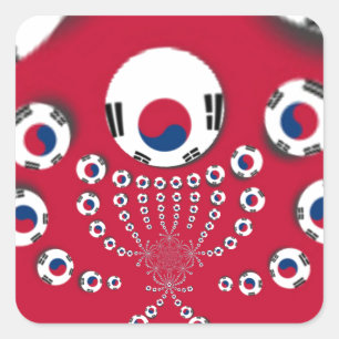 Adesivo Quadrado Vibrant Red Kaleidoscope Design da Coreia do Sul