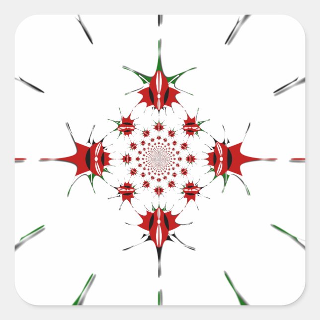 Adesivo Quadrado Vibrante República do Quênia Sinalizador protetor  (Frente)