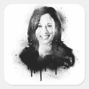 Adesivo Quadrado Vice-Presidente Kamala Harris Grafite Retrato