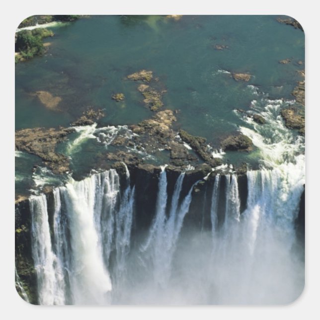 Adesivo Quadrado Victoria Falls, Zâmbia para a fronteira com o Zimb (Frente)