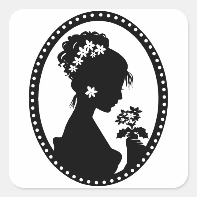 Adesivo Quadrado Victorian Cameo Silhouette (Frente)