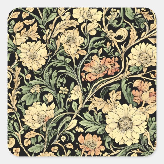 Adesivo Quadrado Victorian-style floral pattern  (Frente)