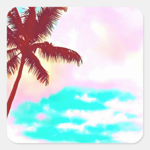 Adesivo Quadrado Vida das Ilhas Tropicais das Palmeiras