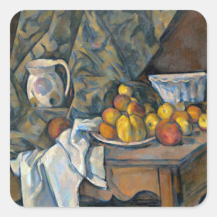 Adesivo Quadrado Vida de Paul Cezanne   ainda com maçãs e pêsseg