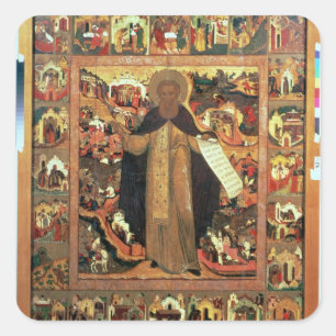 Adesivo Quadrado Vida de St. Sergius de Radonesh, 1640s