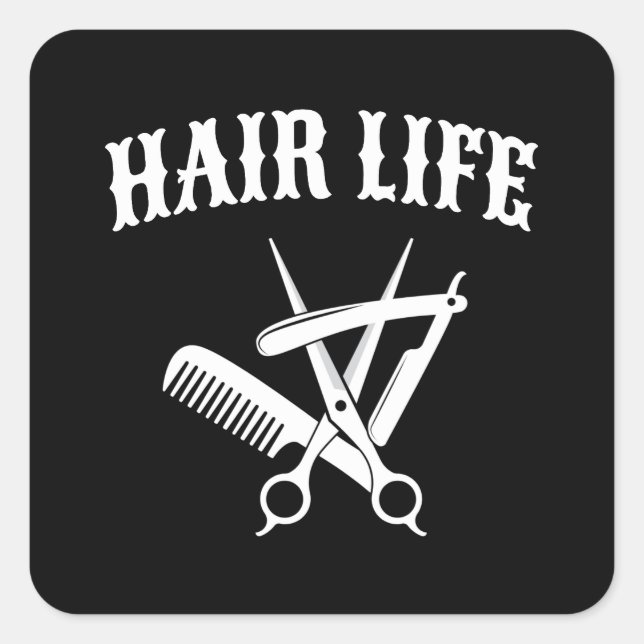Adesivo Quadrado Vida do cabelo - Cabeleireiro (Frente)