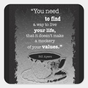 Adesivo Quadrado Vida e Valores, citação do existencialismo ilust