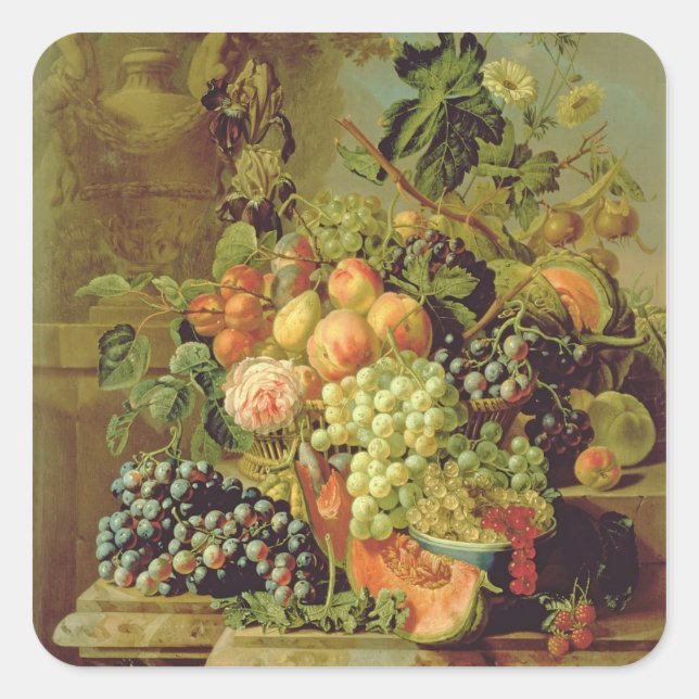 Adesivo Quadrado Vida Estática da Fruta (Frente)