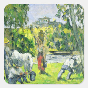 Adesivo Quadrado Vida nos campos, c.1875 de Paul Cezanne   (óleo