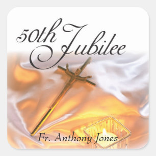 Adesivo Quadrado Vida religiosa do jubileu dourado, vela
