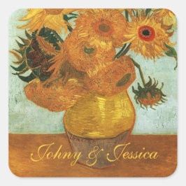 Adesivo Quadrado Vida tranquila - Vaso com doze Sunflower, Vincent