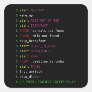 Adesivo Quadrado Vida útil de um programador   Presente do Geek de 