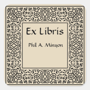 Adesivo Quadrado Videiras do vintage e Bookplate de bloqueio dos