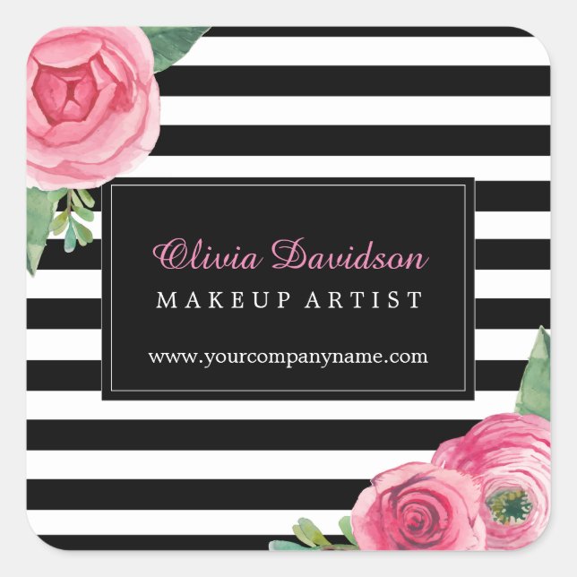 Adesivo Quadrado Vidraças rosadas e estrias negras (Frente)