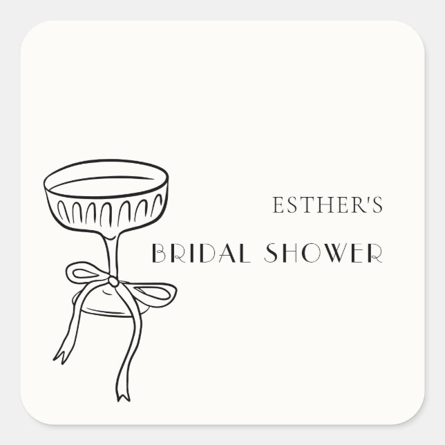 Adesivo Quadrado Vidro De Champanhe Com Chá de panela De Arco (Frente)