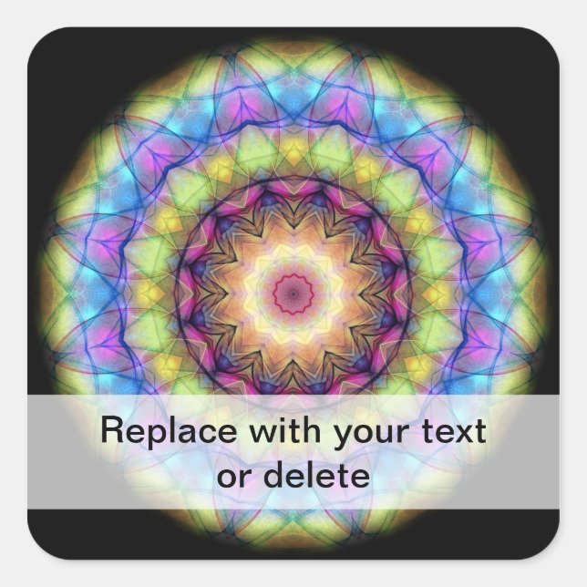 Adesivo Quadrado Vidro esticado no arco-íris (Frente)