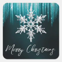 Vidro Floco de Neve no Teal Winter Icicles Natal