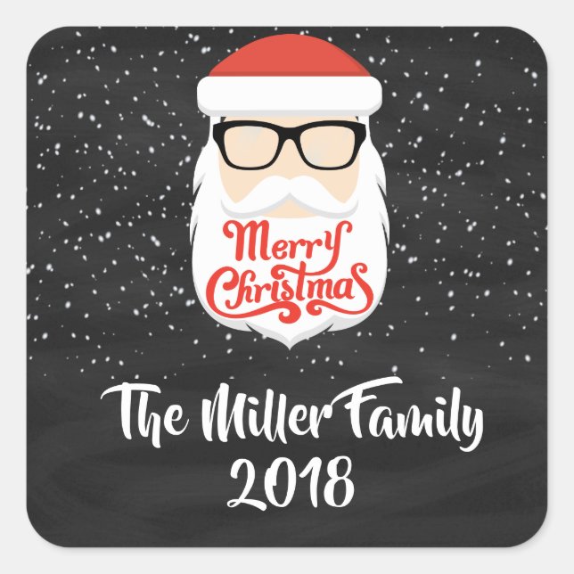 Adesivo Quadrado Vidros legal do Papai Noel com presentes (Frente)