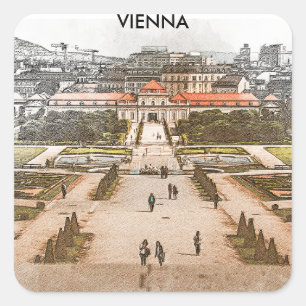 Adesivo Quadrado Viena Áustria Visão Histórica do Panorama