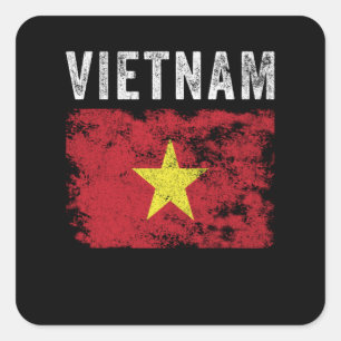 Adesivo Quadrado Vietnam Flag Distressed Vietnamese Flag