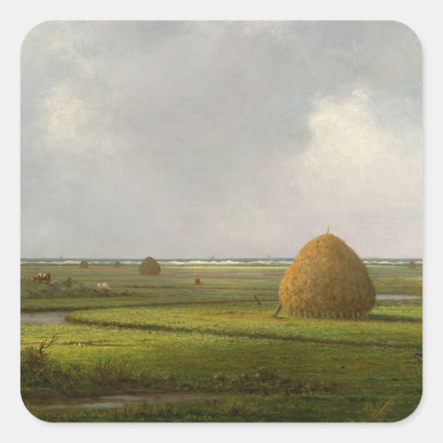 Adesivo Quadrado View of Marshfield, 1876 by Martin Johnson Heade (Frente)