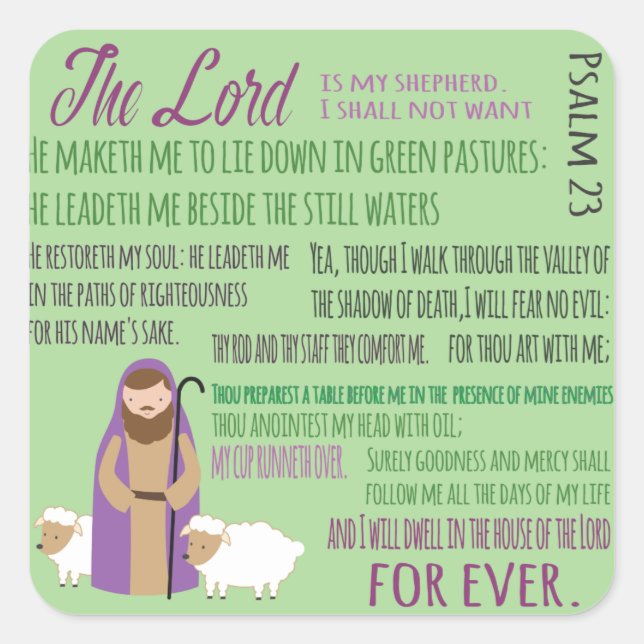 Adesivo Quadrado Vigésimo Terceiro Salmo (Frente)