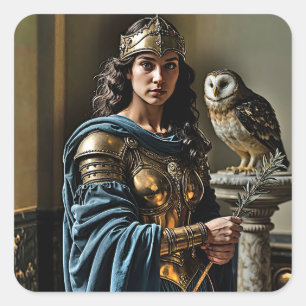 Adesivo Quadrado Vigília Silenciosa de Minerva - Deusa Romana