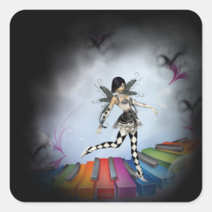 Adesivo Quadrado Vignette Musical Keyboard Faerie