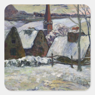 Adesivo Quadrado Vila bretão sob a neve, 1894