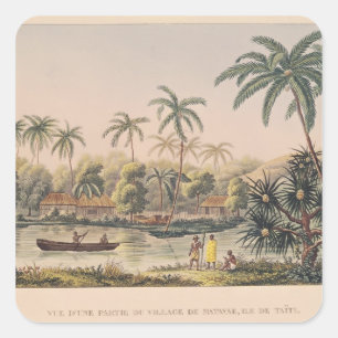 Adesivo Quadrado Vila de Matavae, Tahiti