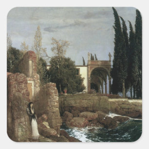 Adesivo Quadrado Villa à Beira-Mar de Arnold Bocklin, Arte Simbolis