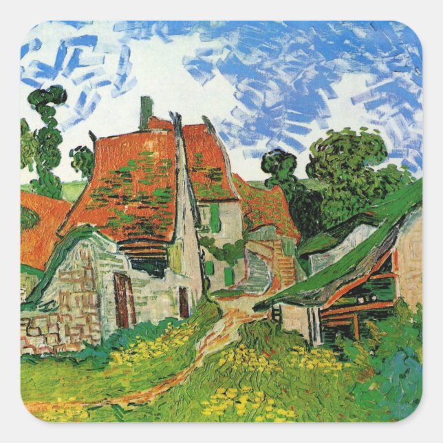 Adesivo Quadrado Village Street por Vincent van Gogh (Frente)