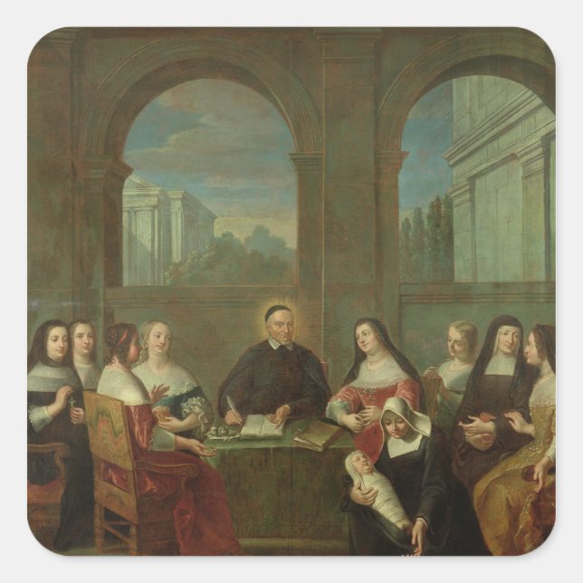 Adesivo Quadrado Vincent de Paul e as Irmãs da Caridade (Frente)